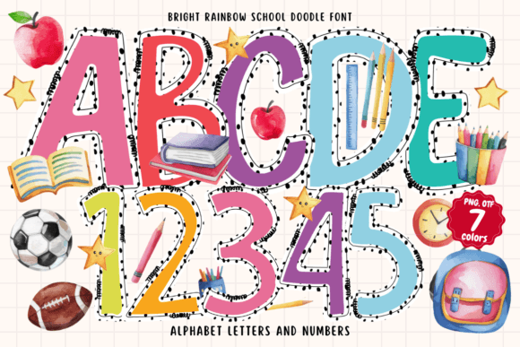 Bright Rainbow School Doodle: A Font for Joyful Design